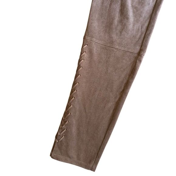 LYSSÉ Womens High Waist Vegan Suede Taupe Braided Leggings Size Small - Picture 5 of 8